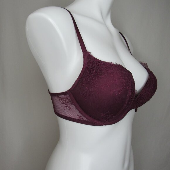 Victoria's Secret BOMBSHELL Burgundy Plunge Push Up Bra 32D - Picture 4 of 8